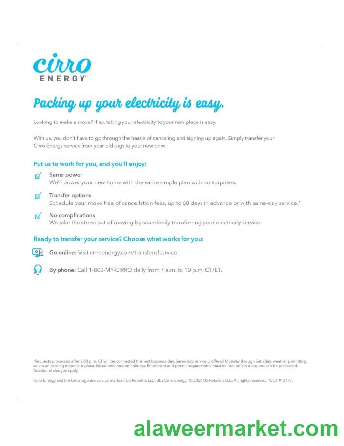 USA Texas Cirro Energy utility bill template in Word and PDF format (3 pages) 3